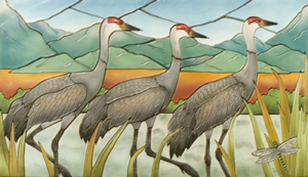 Sandhill Cranes Tile Mural